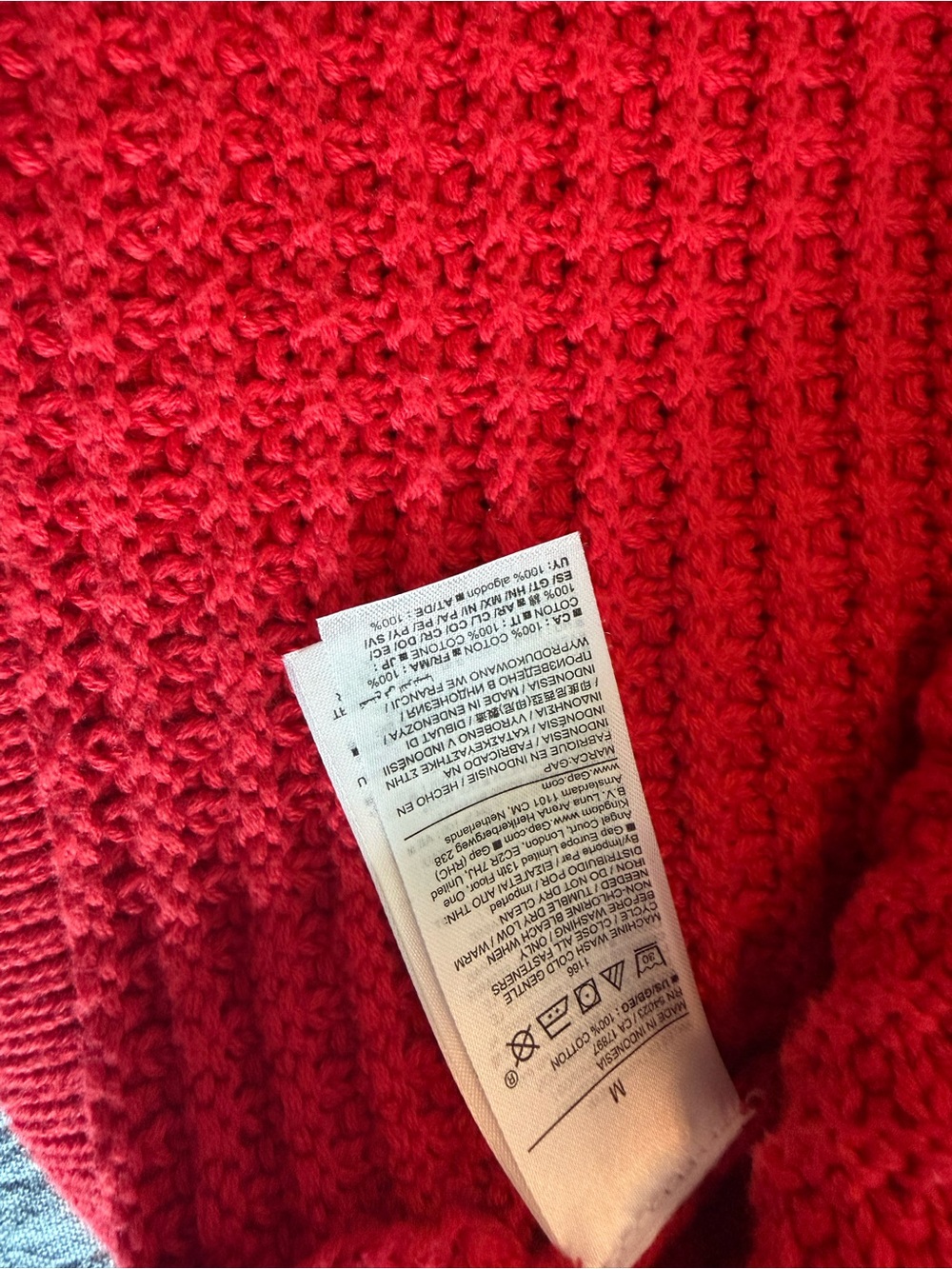 Gap Red Texture Knit Sweater Lady Jacket Cardigan, Gold Buttons - Picture 5 of 5
